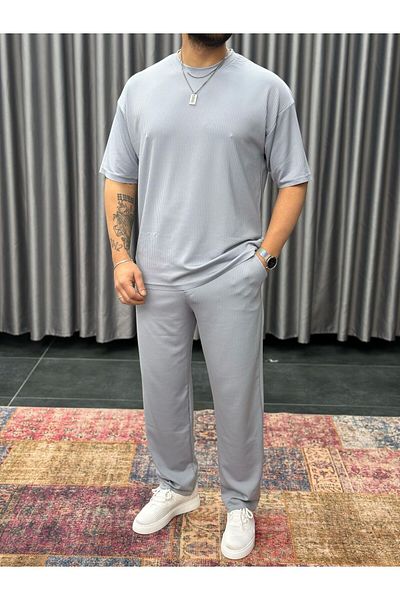 viperkombin Men's Premium T-Shirt Tracksuit Summer 2-Piece Bottom Top Set Lycra
