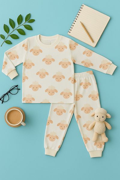 Katia&Bony Set de pijamale cu imprimeu Miel pentru copii
