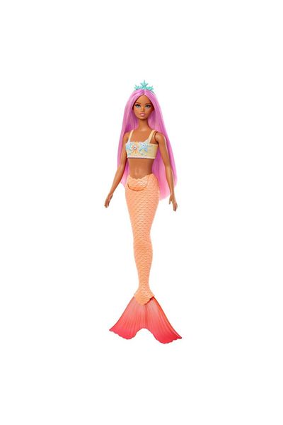 Mattel Games دمى باربي حورية البحر بزعانف برتقالية HRR05