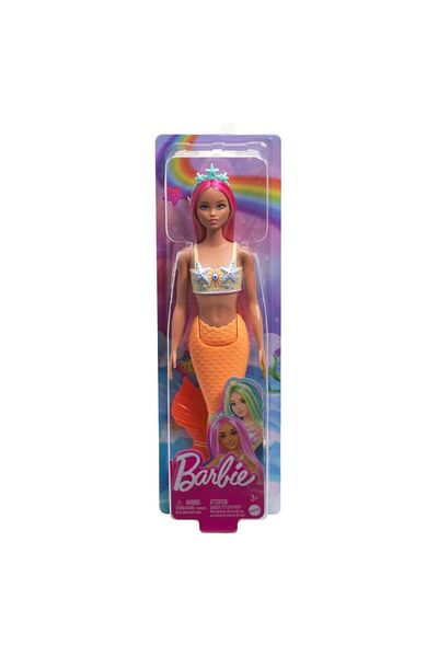 Mattel Games دمى باربي حورية البحر بزعانف برتقالية HRR05