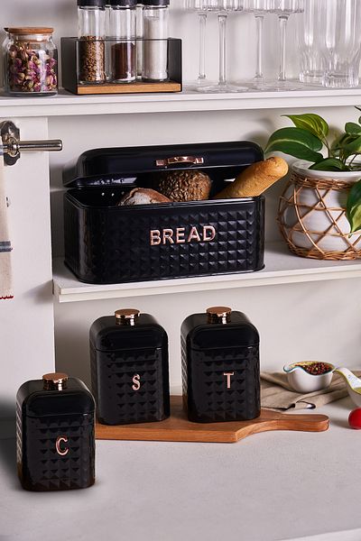 Karaca Diamond Bread Box Storage Container Gift XL Black