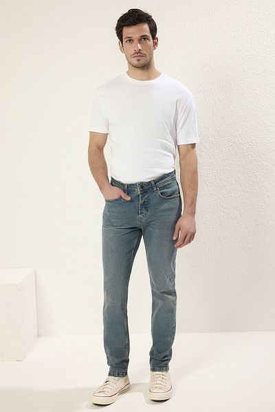 Trendyol Collection Μπλε ελαστικό ύφασμα Skinny Slim τζιν TMNAW20JE0434