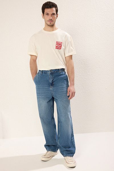 Trendyol Collection Μεσαίο μπλε Skater Jean - Loose Jeans TMNSS25JE00003