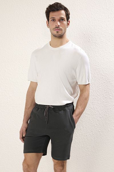 Trendyol Collection Premium Anthracite Χρώμα κανονικό σορτς 100% βαμβακερό - TMNSS23SR00035