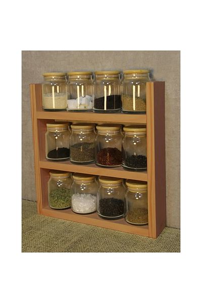 PAKÇAM KERESTE Wooden Spice Rack Stand Countertop Organizer Wooden Shelf Spice Rack 6110