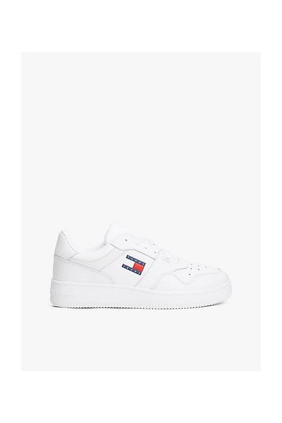 Tommy Hilfiger Bílé kožené tenisky – pánské, pro volný čas, gumová podrážka, logo EM0em01395-Ybr