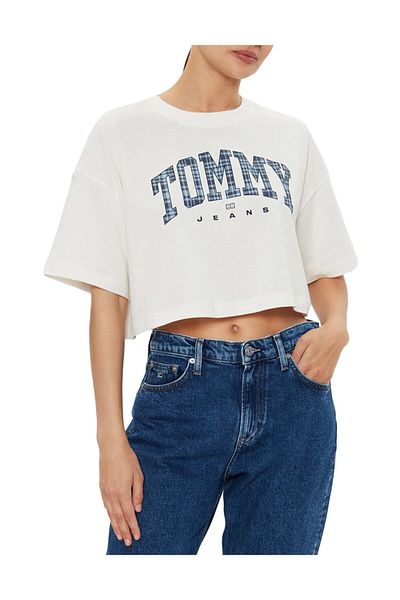 Tommy Hilfiger Tommy Jeans Ovs Crp Prep Explo Damska Biała Koszulka T-shirt