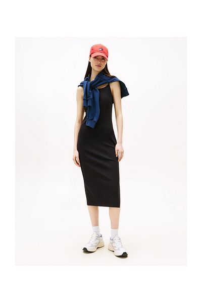 Tommy Hilfiger Midi šaty s ramínky a žebrováním TJW