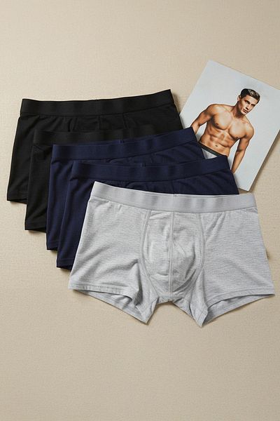 Trendyol Collection Σετ 5 βαμβακερών μπόξερ - Navy, Μαύρο, Γκρι - TMNAW21BX0018