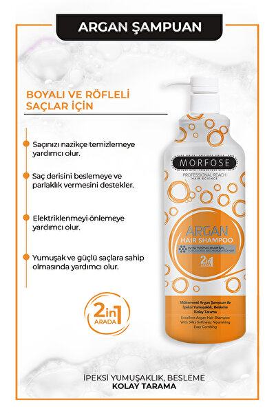 Morfose Argan Içeren Saç Şampuanı 1000 ml 2 Adet