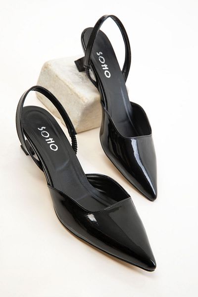 SOHO Black Patent Leather Women's Classic Heeled Shoes 20650