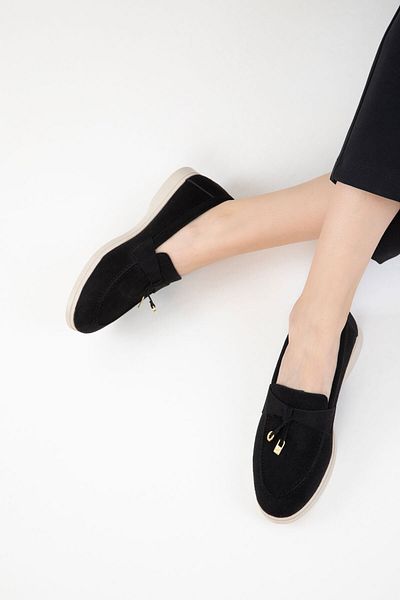 SOHO Black Suede Women's Loafer Shoes 20674
