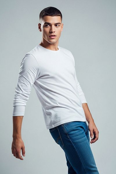 Trendyol Collection Біла футболка звичайного крою з довгим рукавом 100 бавовна TMNAW21TS0208
