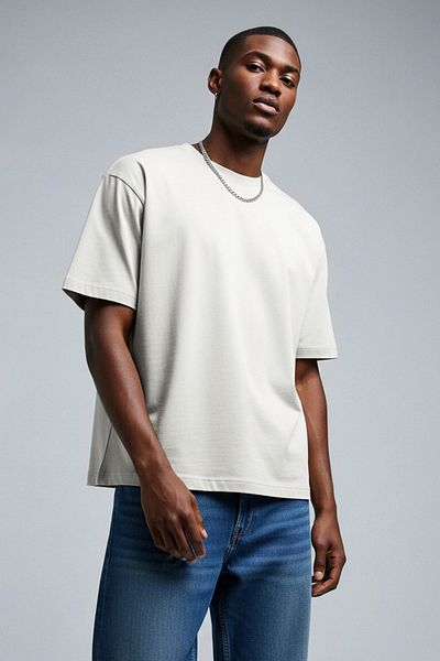 Trendyol Collection Памучна тениска в цвят екрю с квадратна кройка - Tmnss25Ts00162