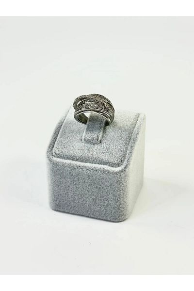 Store 316L Surgical Steel Spiral Stone Ring - Silver Color & Does Not Tarnish