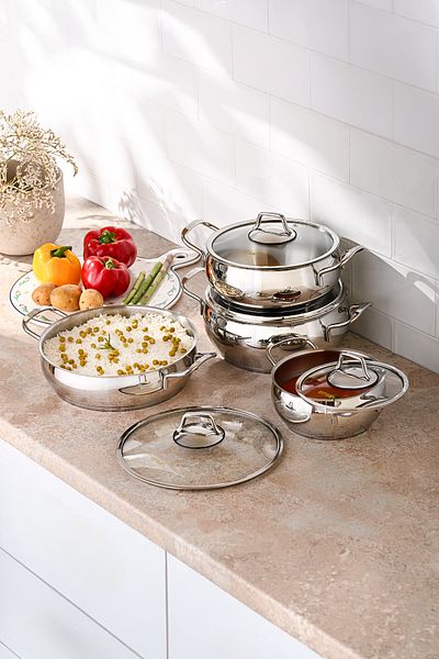 Emsan Cemre Induction Based 8 Piece Steel Cookware Set