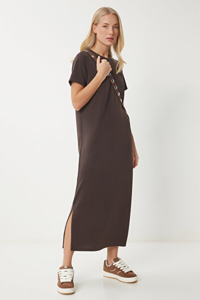 Happiness İstanbul Γυναικείο Καφέ Basic Summer Modal Φόρεμα SJ00002