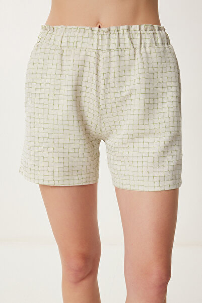 Happiness İstanbul Women's Stone Pattern Linen Kimono Shorts Set Wf00153