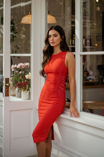 Trendyol Collection Red Drawstring/Drape Detail Moon Sleeve Midi Knitted Dress Twoss25El00229