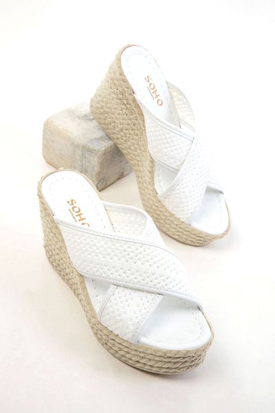 SOHO White Women's Wedge Heeled Shoes 20670