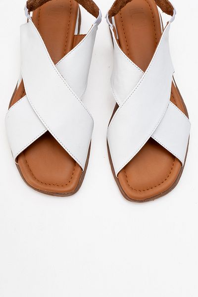 LuviShoes 706 Sandale de damă din piele naturală din piele albă
