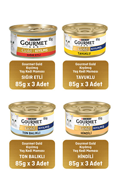 Gourmet Gold Karışık Kedi Konserve Maması 85g X 12adet Ekonomik Paket