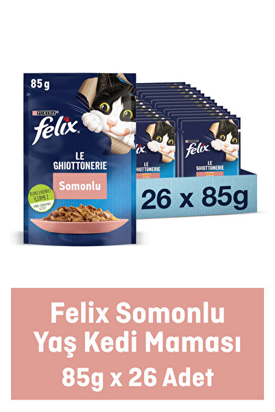 FELIX Somonlu Yaş Kedi Maması 26 Adet X 85 Gr.