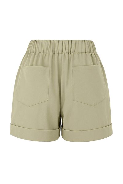 Trendyol Collection Light Khaki 100% Cotton Elastic Waist Stone Detailed City Boy Shorts & Bermuda Twoss25Sr00229