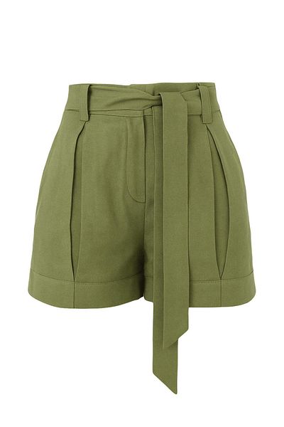 Trendyol Collection Light Khaki Linen Look Belted Shorts & Bermuda Twoss25Sr00224