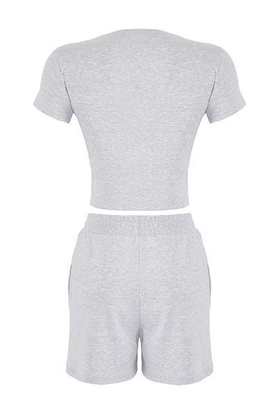Trendyol Collection Gray Melange Knitted Bottom - Top Set Twoss25Au00119