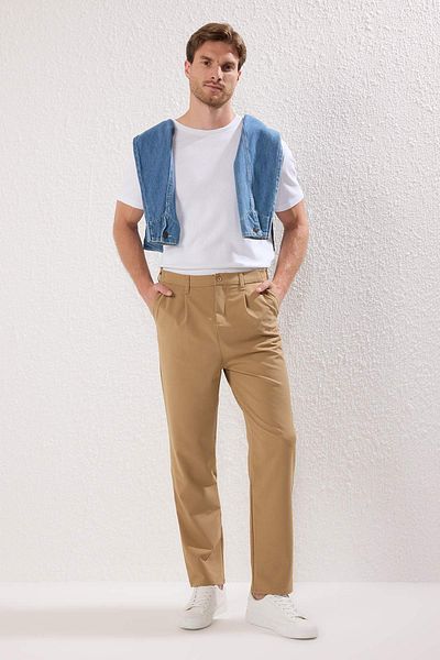 Trendyol Collection Beige Wideleg Baggy Comfortable Fit Woven Fabric Pants Tmnss25Pl00009