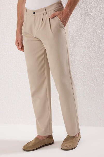 Trendyol Collection Klasické látkové kalhoty Baggy Fit s plisovaným kamenem TMNSS24PL00024