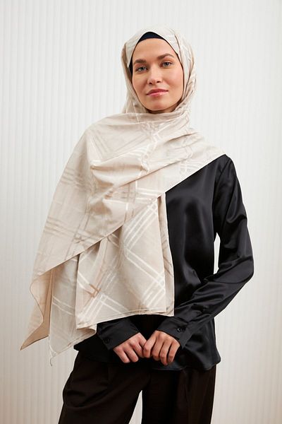 MİRSOY SCARF Şal Jacquard din Bumbac Aura - Culoare Stone
