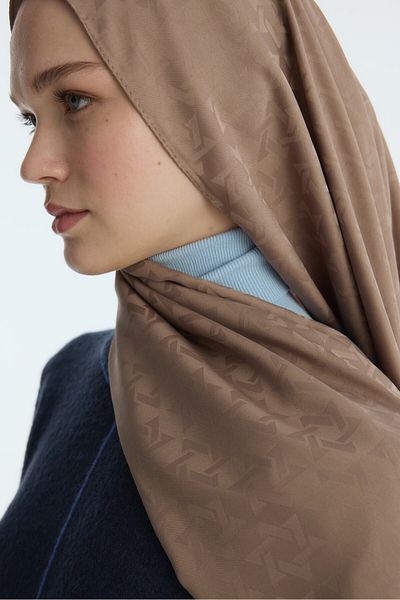 MİRSOY SCARF Σάλι Mira με σχέδιο μεταξένιο ζακάρ - Dark Mink