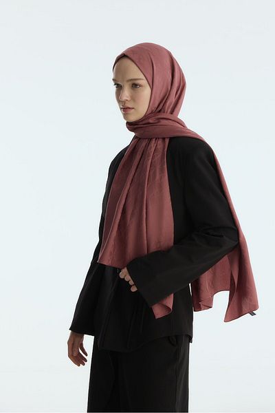 MİRSOY SCARF Silky Jacquard Shawl Swallow Pattern-Rose