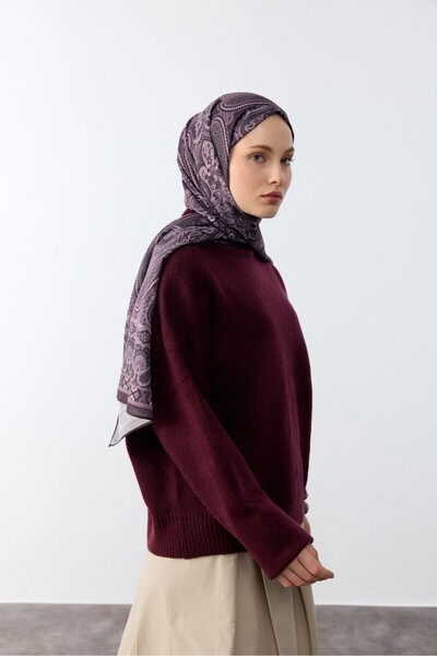 MİRSOY SCARF Etnik Desen Şal Mina Desen-Mürdüm