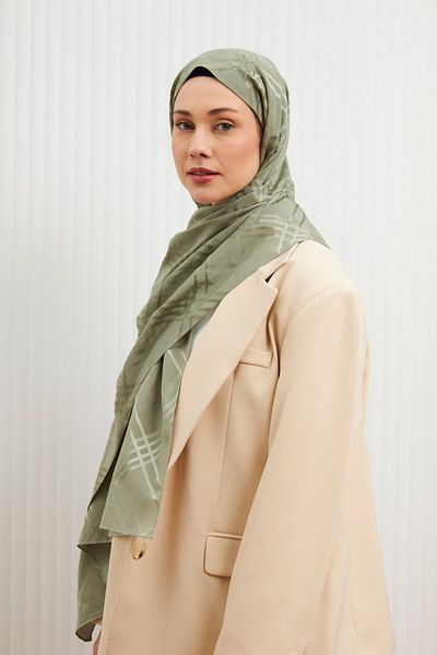 MİRSOY SCARF Aura Pattern Bumbac Jacquard Shawl-Ada Tea