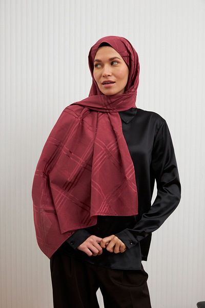 MİRSOY SCARF Aura Pattern Bumbac Jacquard Shawl-Rose