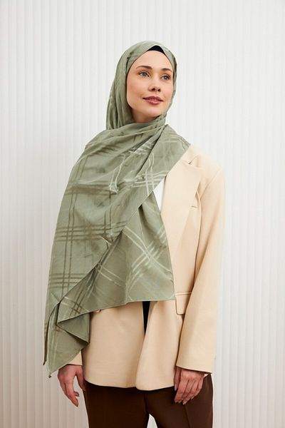 MİRSOY SCARF Aura Pattern Bumbac Jacquard Shawl-Ada Tea