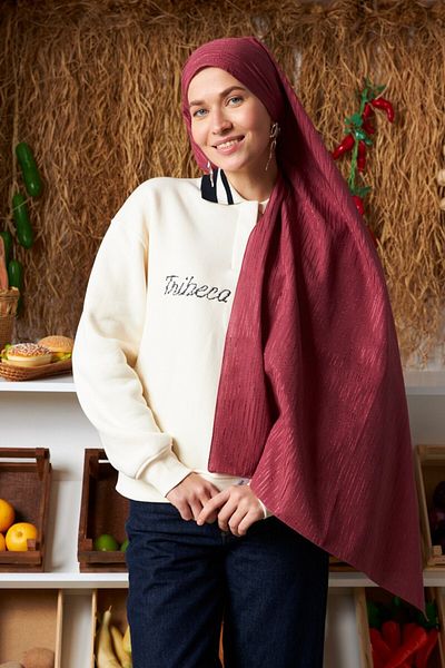 MİRSOY SCARF Model ritmic Bumbac Jacquard Shawl-Rose