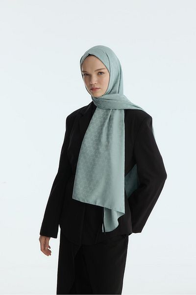 MİRSOY SCARF Μεταξένιο Ζακάρ Σάλι Mira Pattern-mint