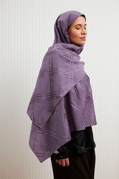 MİRSOY SCARF Şal Jacquard din bumbac cu model Aura-Liliac