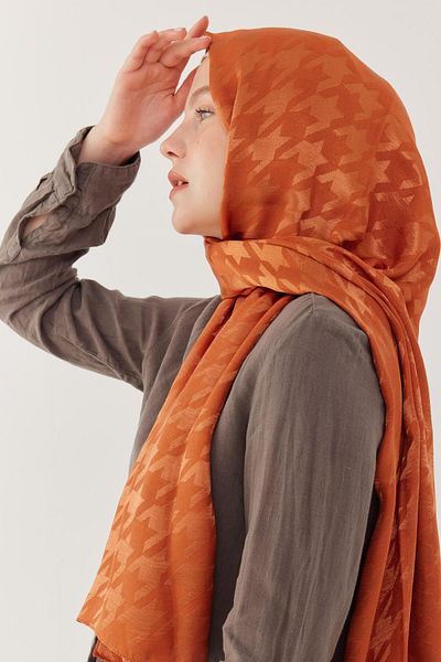 MİRSOY SCARF Γυαλιστερό Ζακάρ Σάλι Μπακαλιάρου - Πορτοκαλί