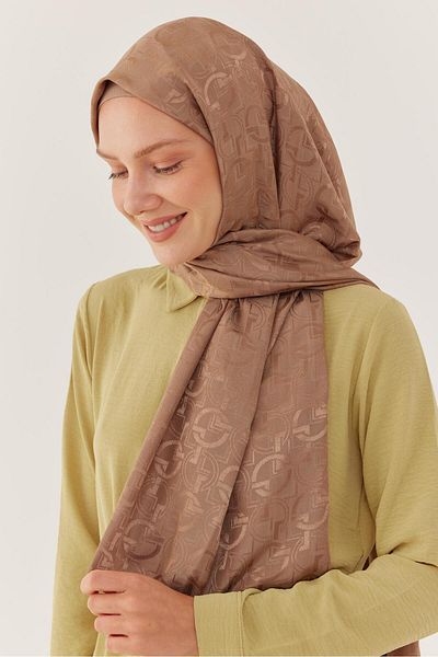 MİRSOY SCARF Γυαλιστερό Σάλι Ζακάρ Daka - Mink
