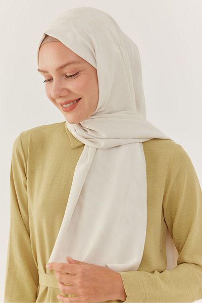 MİRSOY SCARF Μεταξένιο σάλι ζακάρ με μοτίβο κρεμ χρώματος