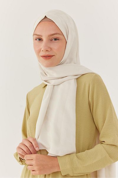 MİRSOY SCARF Μεταξένιο σάλι ζακάρ με μοτίβο κρεμ χρώματος