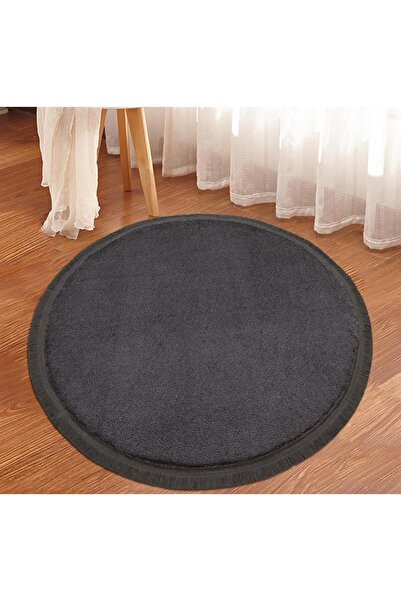 Myevilla My Evilla Modern Dekoratif Halı Jel Kaymaz Taban Peluş Yuvarlak Mode...