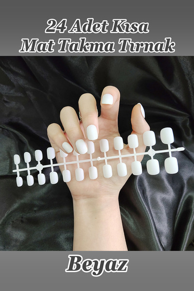 Easy Beauty 24 Adet Renkli Mat Kısa Takma Tırnak Oval-kare 1051