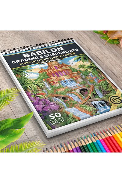 OEM Adult Coloring Book, Babylon – The Hanging Gardens, 50 Anti-Stress Illustrations