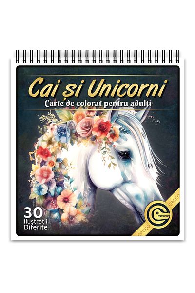 OEM Adult Coloring Book, Horses and Unicorns, 30 Antistress Illustrations for Relaxation